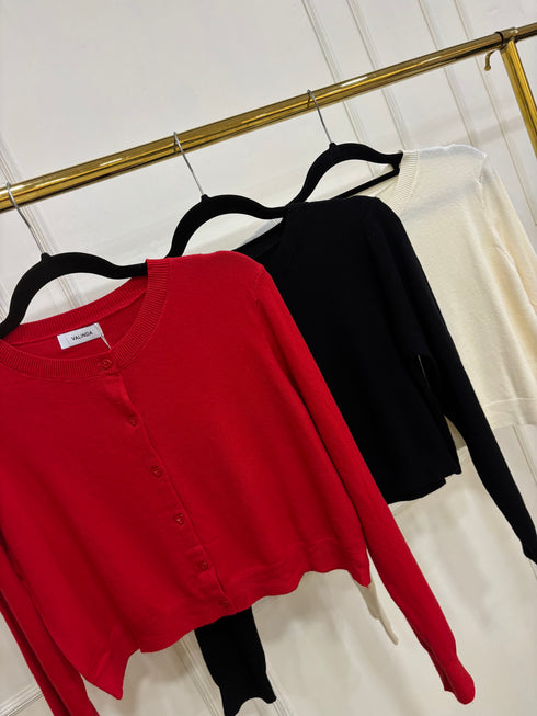 Casual Round Knitted Crop Cardigan